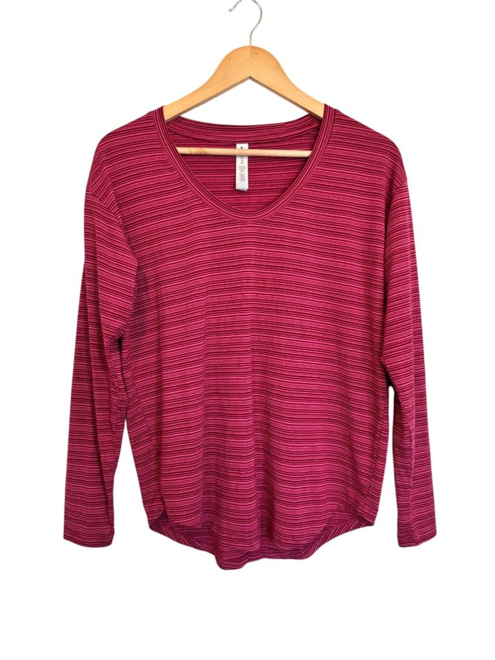 Athleta Cloudlight Stratus Striped Long Sleeve Top Womens Medium Pink Athleisure